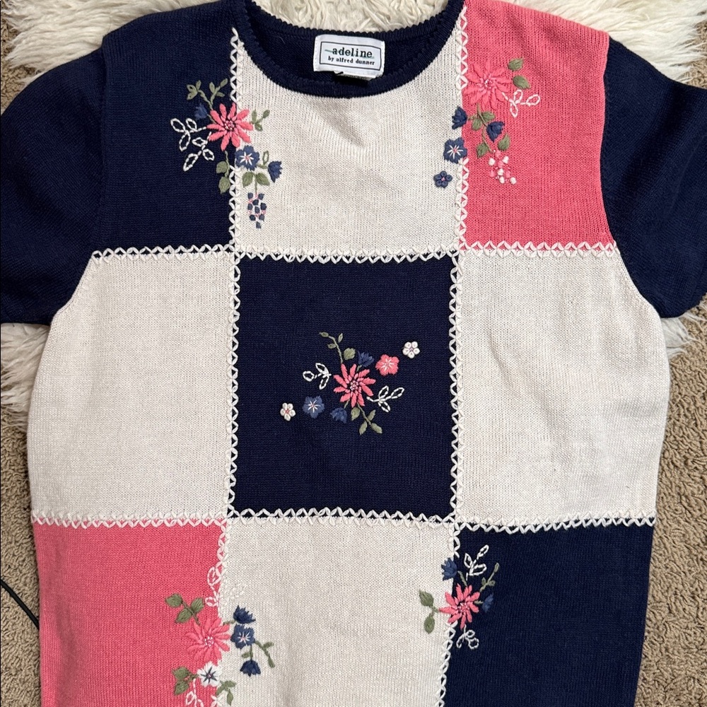 Grannycore Vintage Patchwork Embroidered Short Sl… - image 8